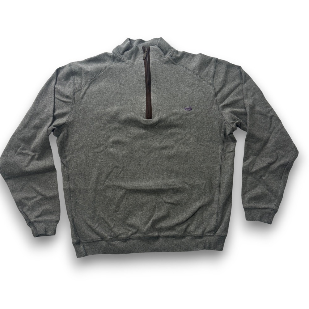 Southern Marsh Mens XS Quarter Zip Pullover Heather Grey Cotton Sweatshirt Logo